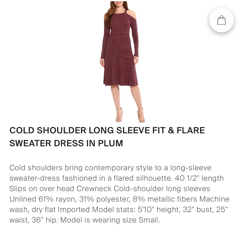 London Times Long Sleeve Cold Shoulder Fit & Flare Sweater Dress Size Large - Picture 2 of 7